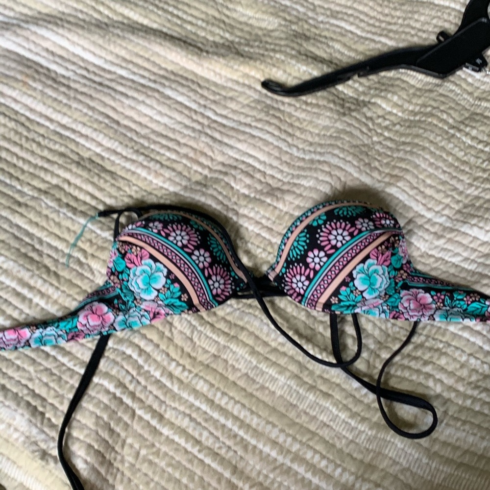 Colorful floral bikini top